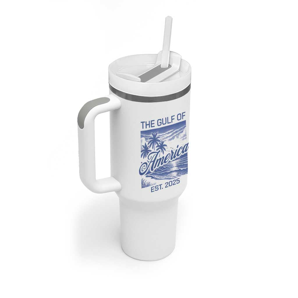 Retro Gulf Of USA Tumbler With Handle America Est 2025 American Flag