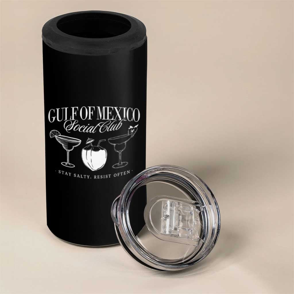 Retro Gulf of Mexico Social Club 4 in 1 Can Cooler Tumbler Progressive Liberal
