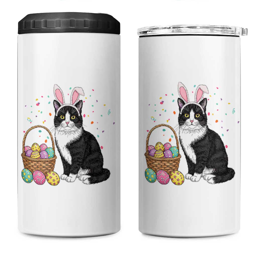 Easter Day Cat Bunny Ears Eggs Graphic 4 in 1 Can Cooler Tumbler - Wonder Print Shop