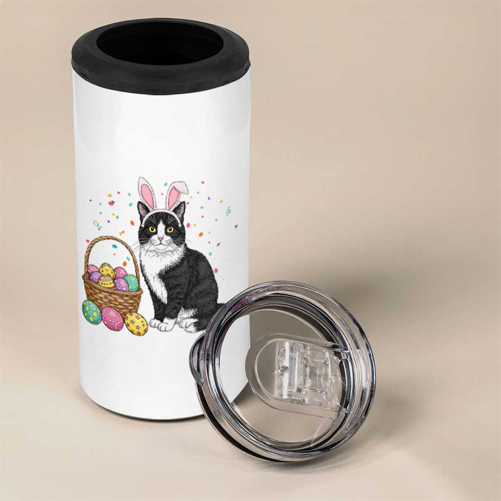 Easter Day Cat Bunny Ears Eggs Graphic 4 in 1 Can Cooler Tumbler - Wonder Print Shop
