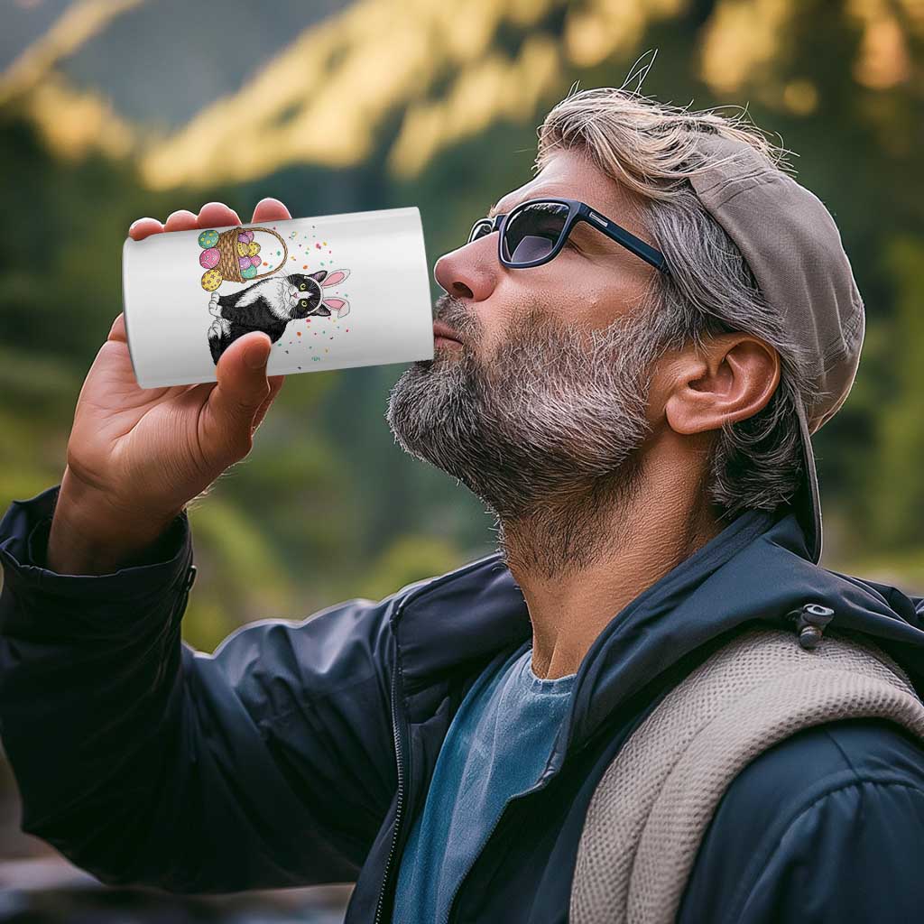 Easter Day Cat Bunny Ears Eggs Graphic 4 in 1 Can Cooler Tumbler - Wonder Print Shop