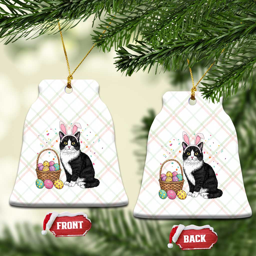 Easter Day Cat Bunny Ears Eggs Graphic Ceramic Ornament - Wonder Print Shop