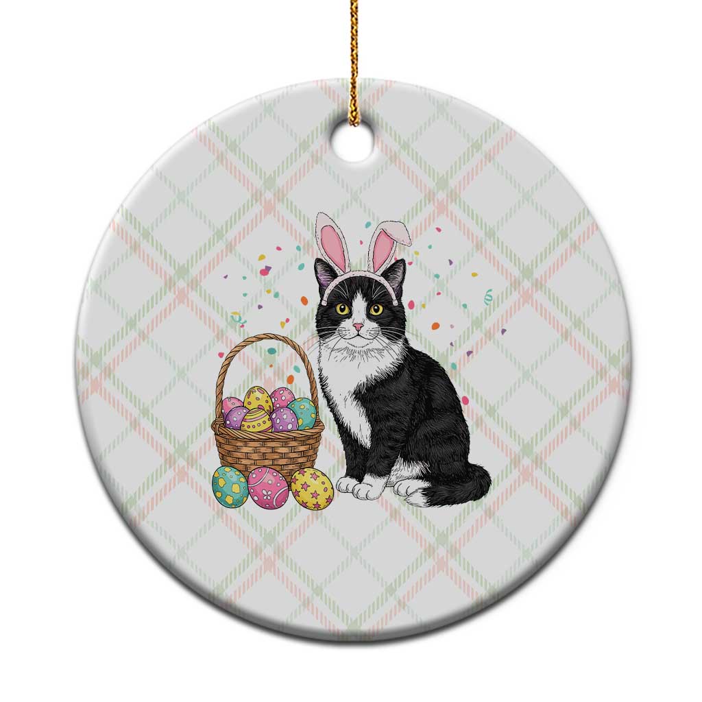 Easter Day Cat Bunny Ears Eggs Graphic Ceramic Ornament - Wonder Print Shop