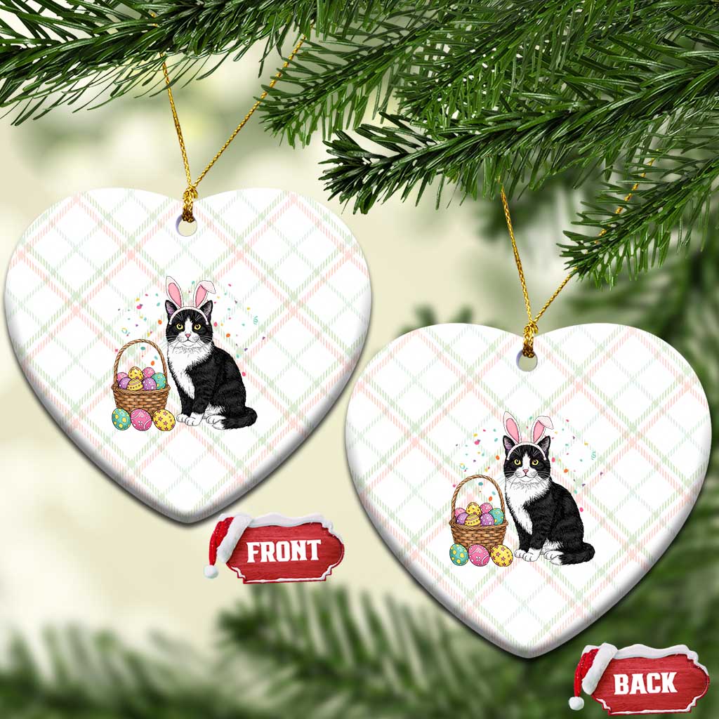 Easter Day Cat Bunny Ears Eggs Graphic Ceramic Ornament - Wonder Print Shop