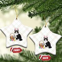 Easter Day Cat Bunny Ears Eggs Graphic Ceramic Ornament - Wonder Print Shop