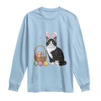 Easter Day Cat Bunny Ears Eggs Graphic Long Sleeve Shirt - Wonder Print Shop