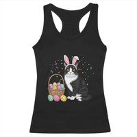 Easter Day Cat Bunny Ears Eggs Graphic Racerback Tank Top - Wonder Print Shop