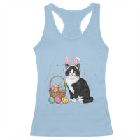 Easter Day Cat Bunny Ears Eggs Graphic Racerback Tank Top - Wonder Print Shop