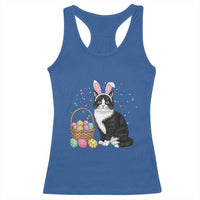 Easter Day Cat Bunny Ears Eggs Graphic Racerback Tank Top - Wonder Print Shop