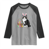 Easter Day Cat Bunny Ears Eggs Graphic Raglan Shirt - Wonder Print Shop