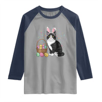 Easter Day Cat Bunny Ears Eggs Graphic Raglan Shirt - Wonder Print Shop