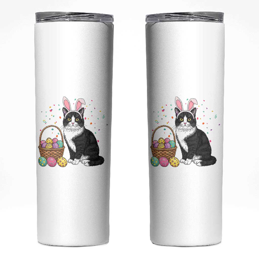 Easter Day Cat Bunny Ears Eggs Graphic Skinny Tumbler - Wonder Print Shop