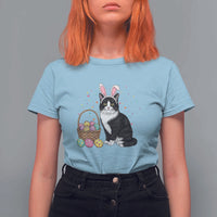 Easter Day Cat Bunny Ears Eggs Graphic T Shirt For Women - Wonder Print Shop