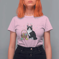Easter Day Cat Bunny Ears Eggs Graphic T Shirt For Women - Wonder Print Shop