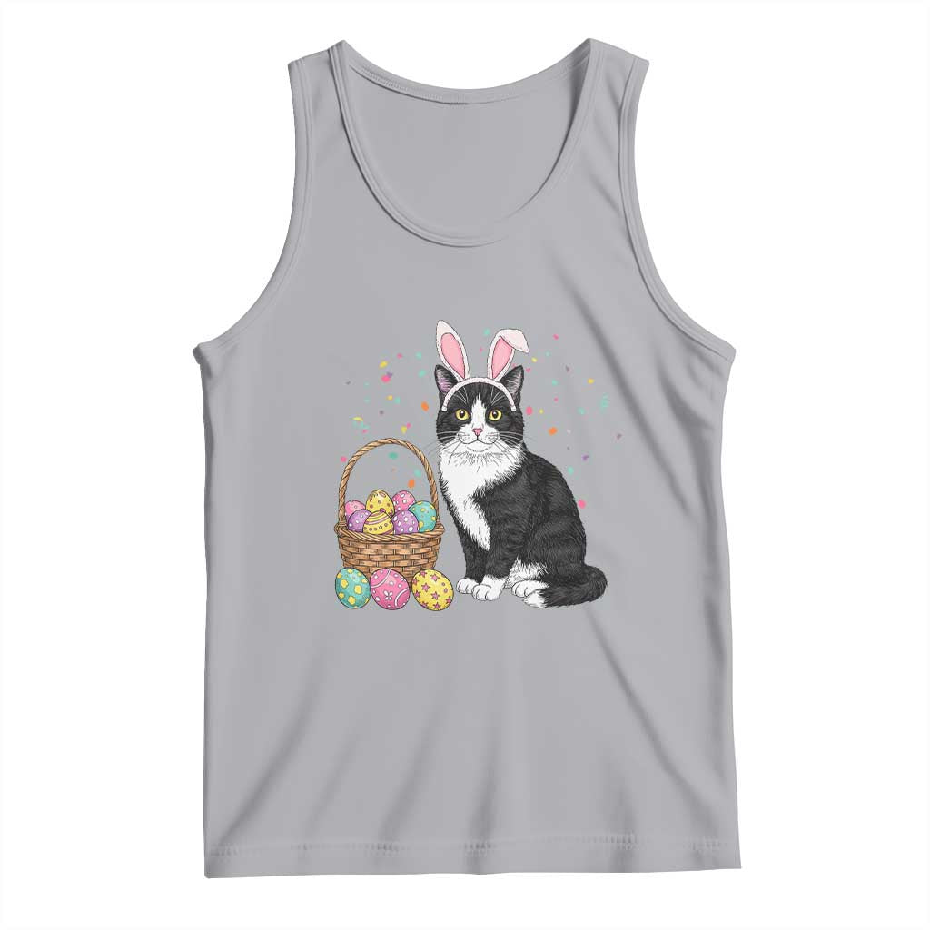 Easter Day Cat Bunny Ears Eggs Graphic Tank Top - Wonder Print Shop
