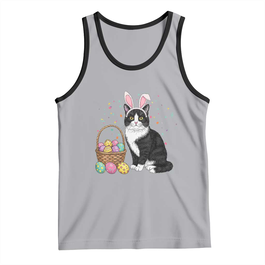 Easter Day Cat Bunny Ears Eggs Graphic Tank Top - Wonder Print Shop