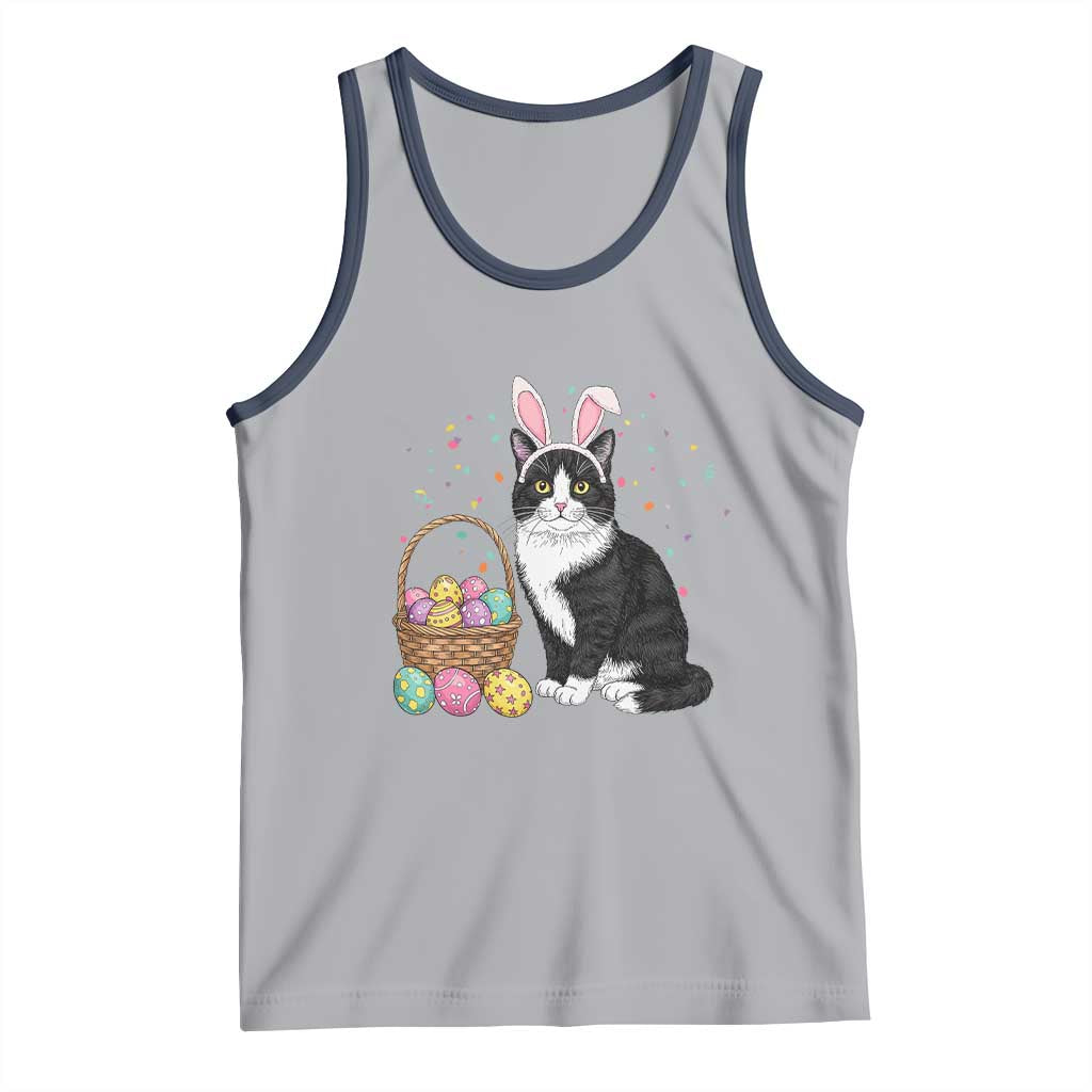 Easter Day Cat Bunny Ears Eggs Graphic Tank Top - Wonder Print Shop
