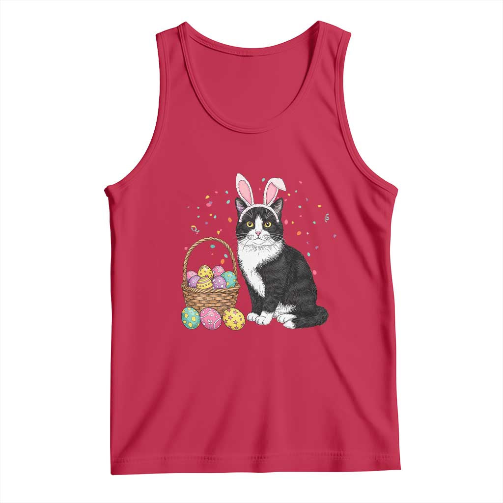 Easter Day Cat Bunny Ears Eggs Graphic Tank Top - Wonder Print Shop