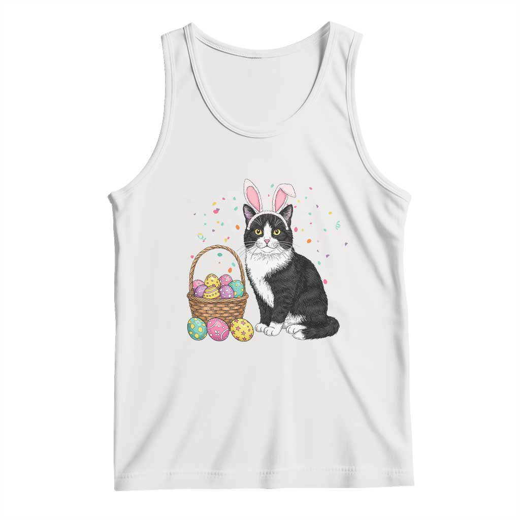 Easter Day Cat Bunny Ears Eggs Graphic Tank Top - Wonder Print Shop