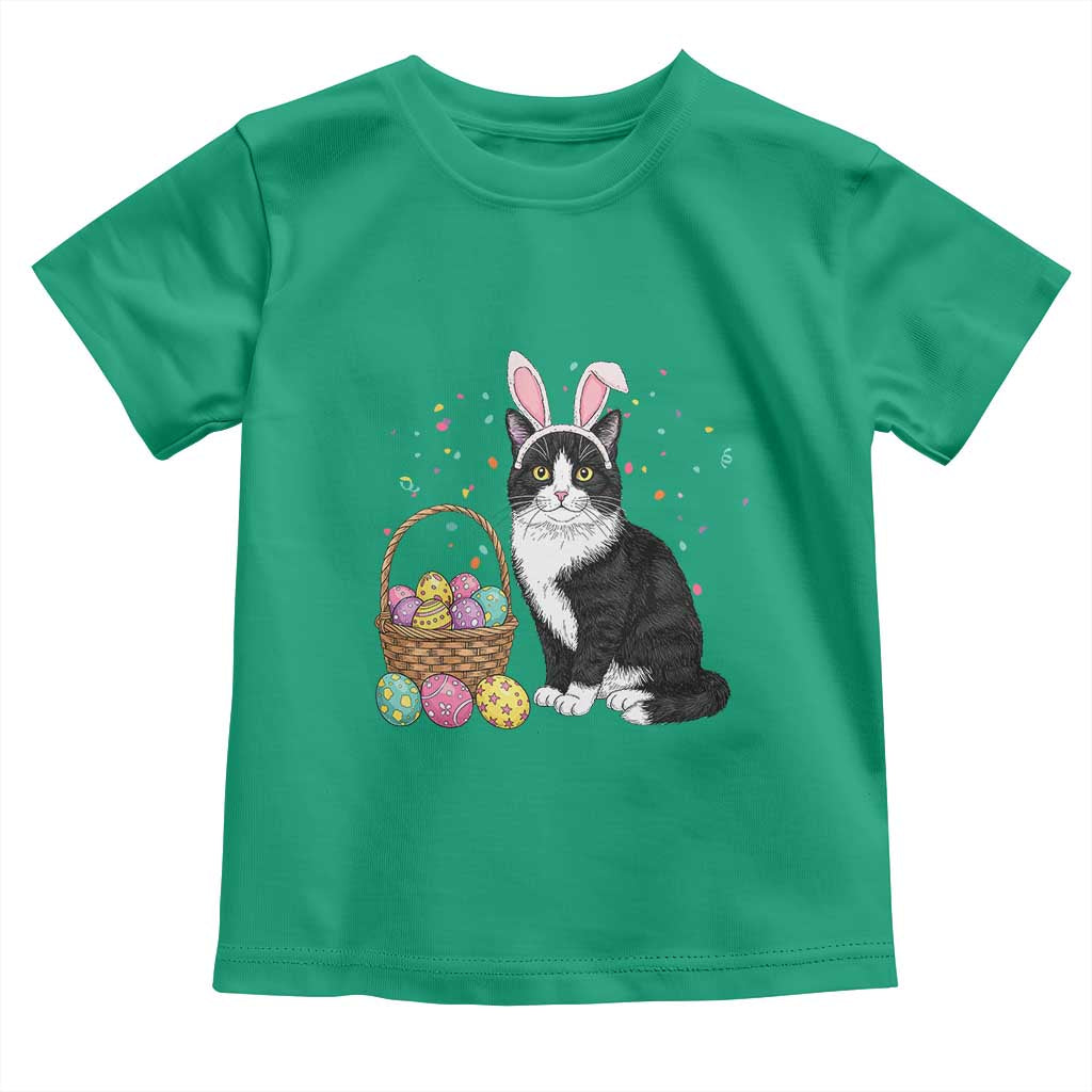 Easter Day Cat Bunny Ears Eggs Graphic Toddler T Shirt - Wonder Print Shop