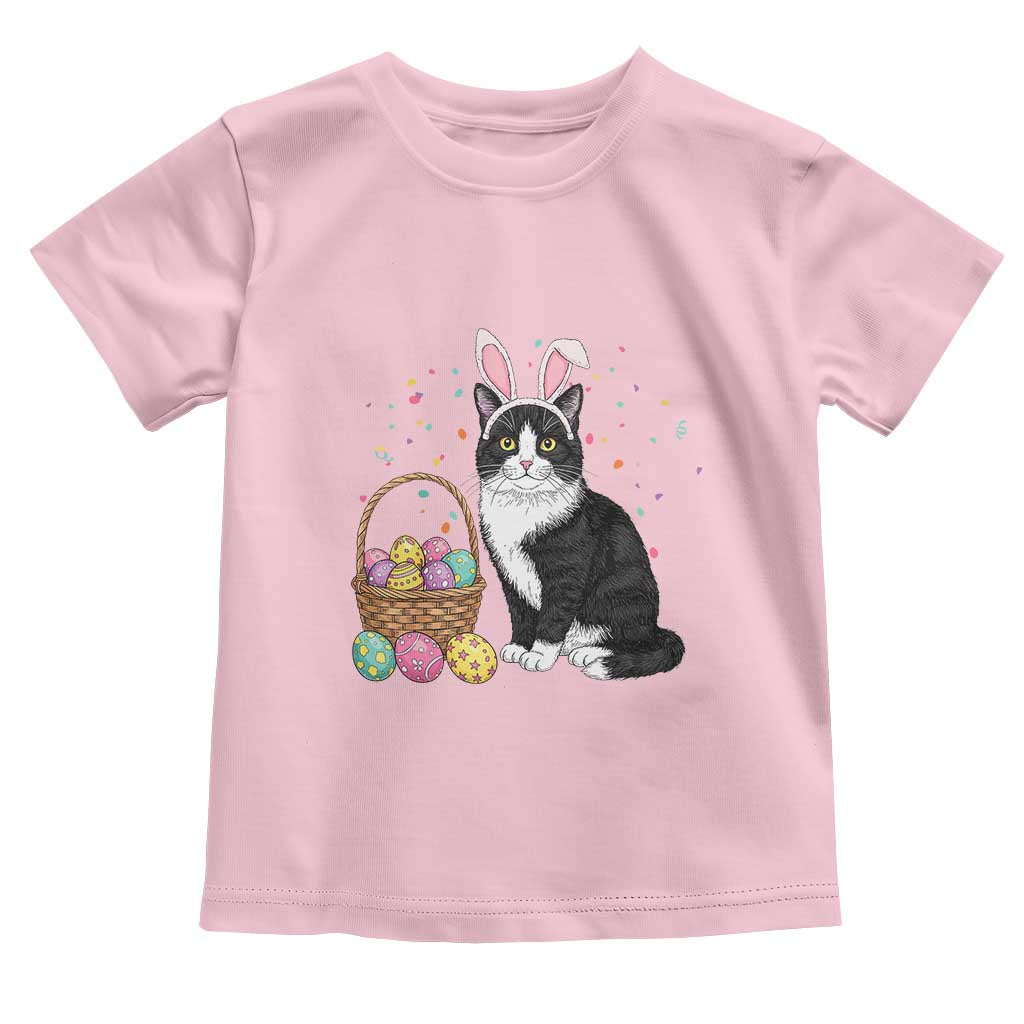 Easter Day Cat Bunny Ears Eggs Graphic Toddler T Shirt - Wonder Print Shop