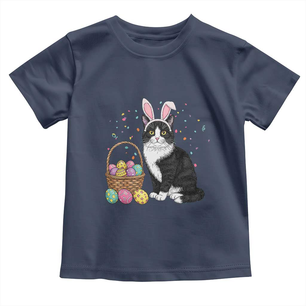 Easter Day Cat Bunny Ears Eggs Graphic Toddler T Shirt - Wonder Print Shop