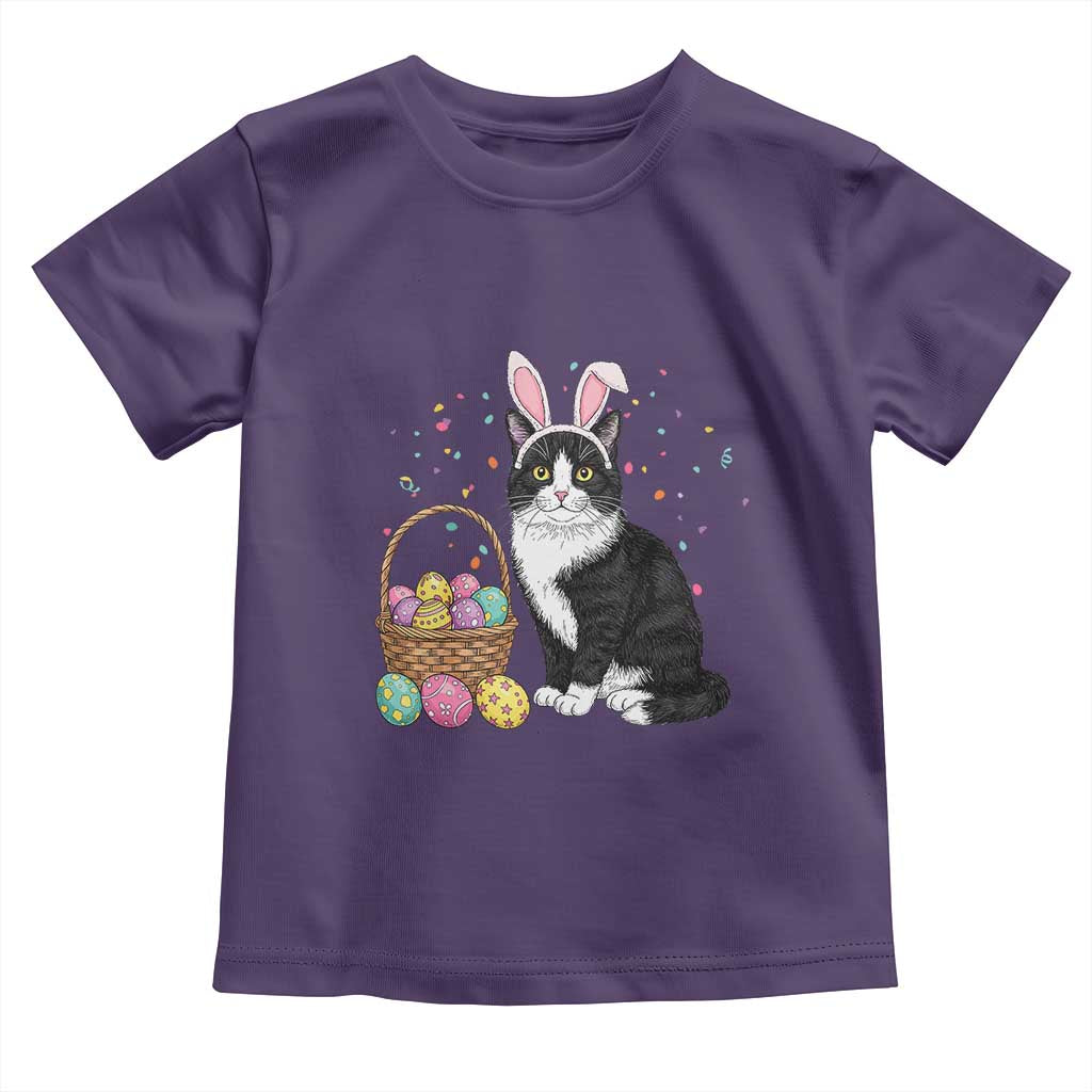 Easter Day Cat Bunny Ears Eggs Graphic Toddler T Shirt - Wonder Print Shop