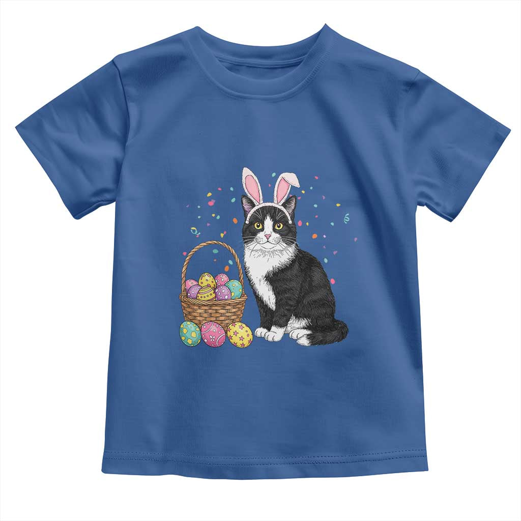 Easter Day Cat Bunny Ears Eggs Graphic Toddler T Shirt - Wonder Print Shop