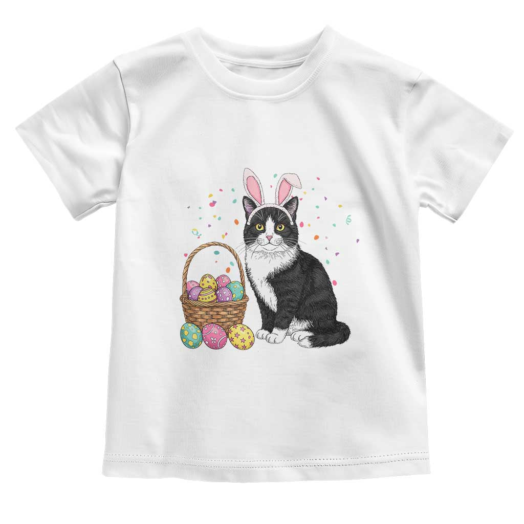 Easter Day Cat Bunny Ears Eggs Graphic Toddler T Shirt - Wonder Print Shop