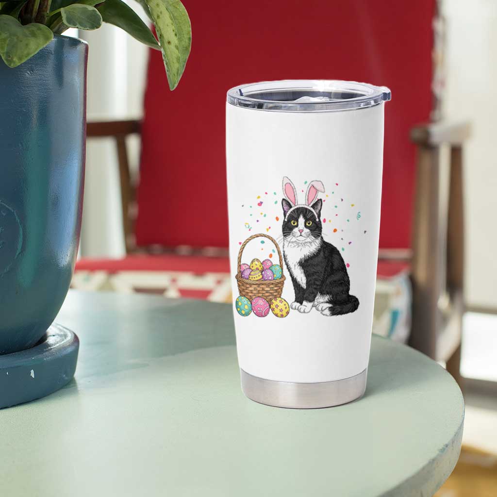 Easter Day Cat Bunny Ears Eggs Graphic Tumbler Cup - Wonder Print Shop