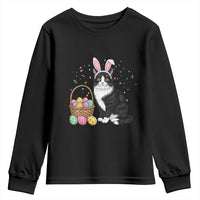 Easter Day Cat Bunny Ears Eggs Graphic Youth Sweatshirt - Wonder Print Shop