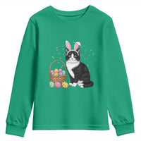 Easter Day Cat Bunny Ears Eggs Graphic Youth Sweatshirt - Wonder Print Shop