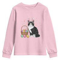 Easter Day Cat Bunny Ears Eggs Graphic Youth Sweatshirt - Wonder Print Shop