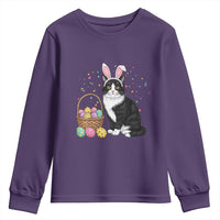 Easter Day Cat Bunny Ears Eggs Graphic Youth Sweatshirt - Wonder Print Shop