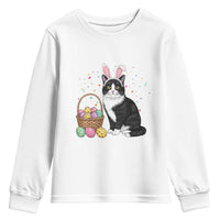 Easter Day Cat Bunny Ears Eggs Graphic Youth Sweatshirt - Wonder Print Shop