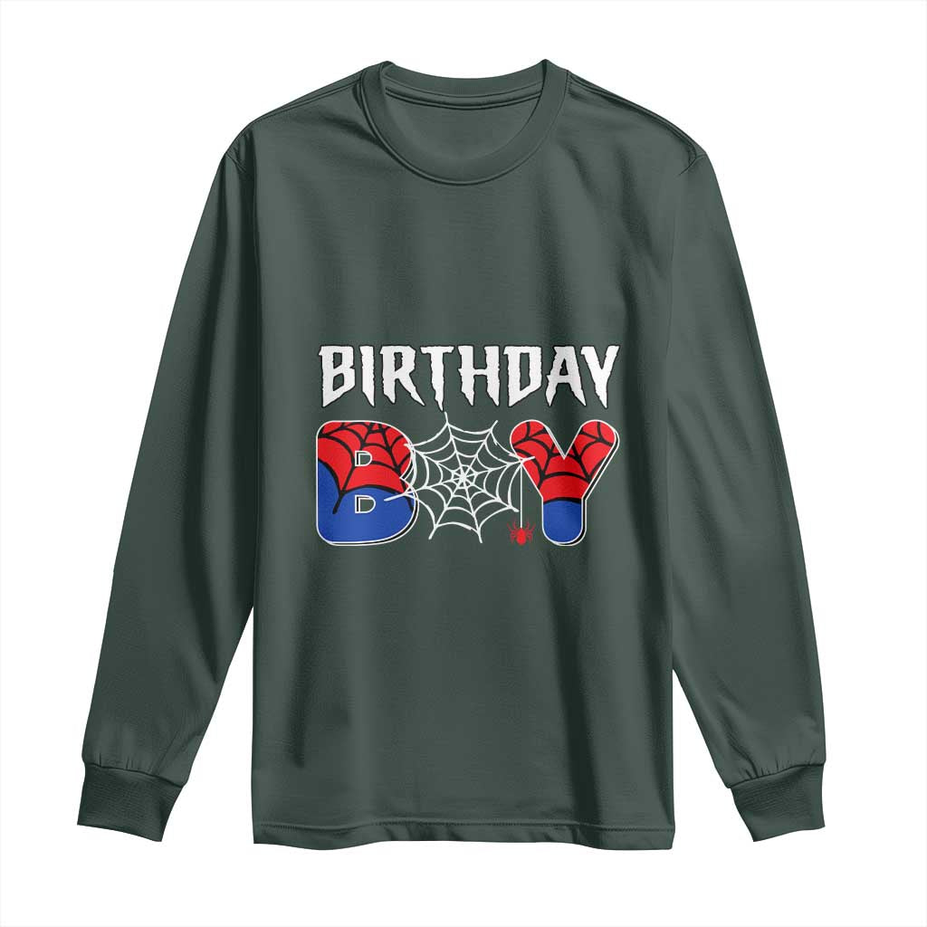 Spider Birthday Boy Long Sleeve Shirt Bday Spiders Party