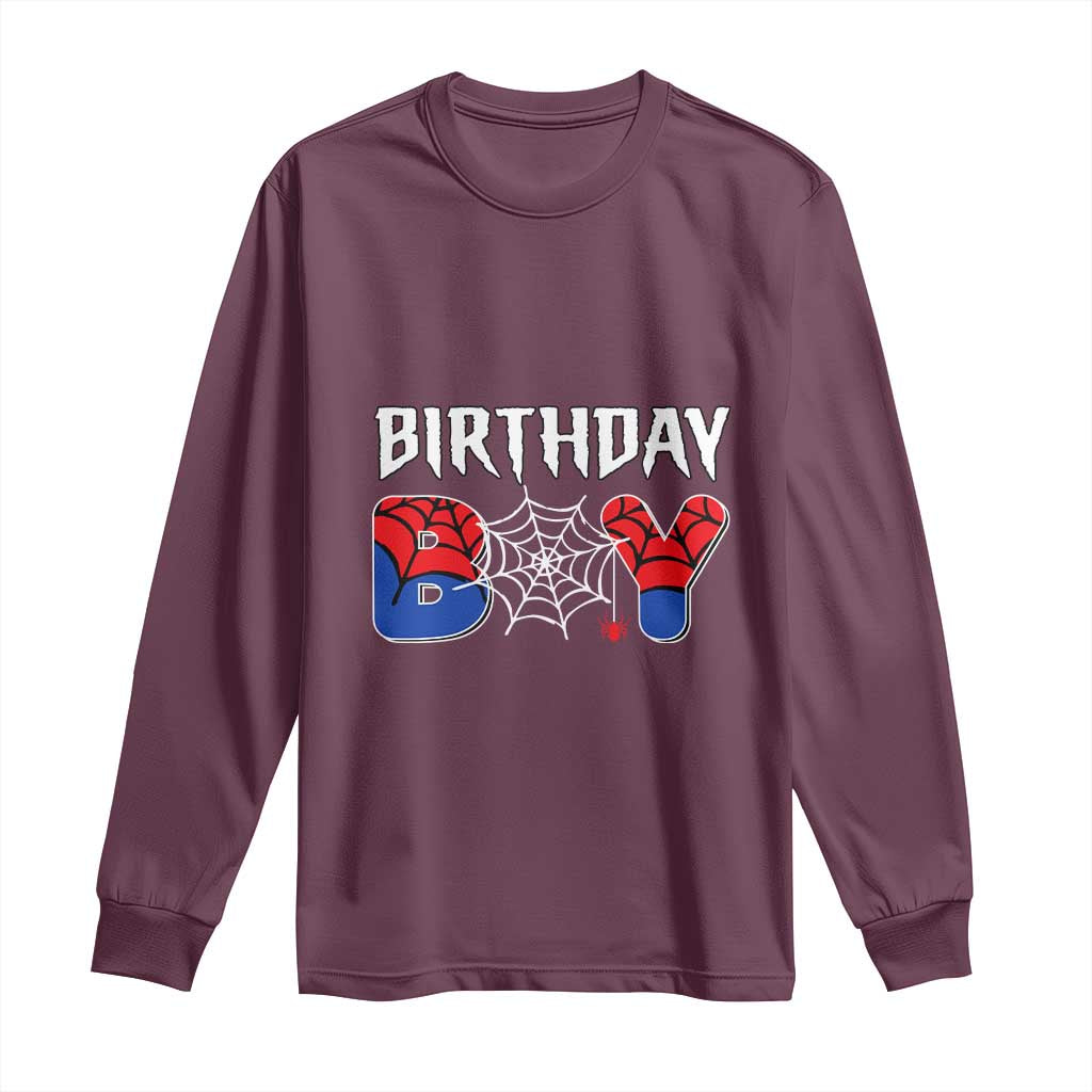 Spider Birthday Boy Long Sleeve Shirt Bday Spiders Party
