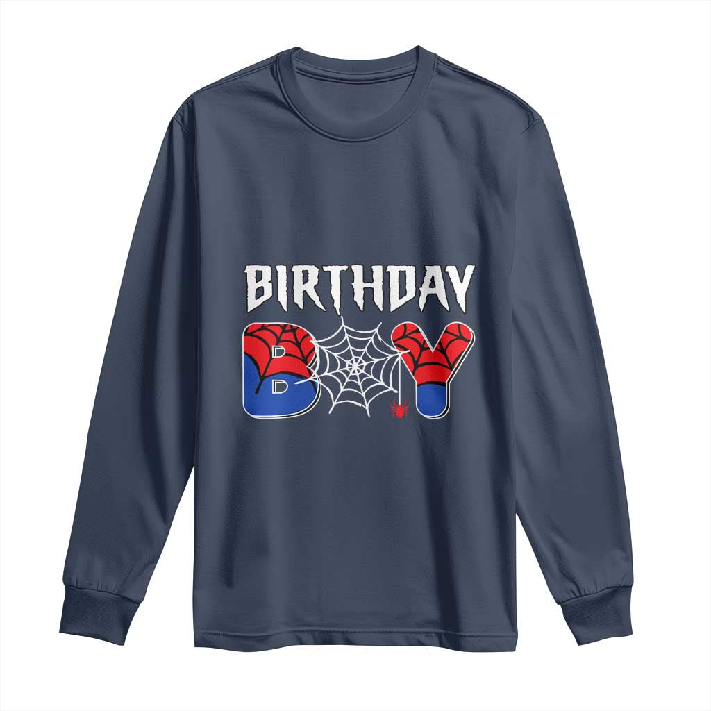 Spider Birthday Boy Long Sleeve Shirt Bday Spiders Party