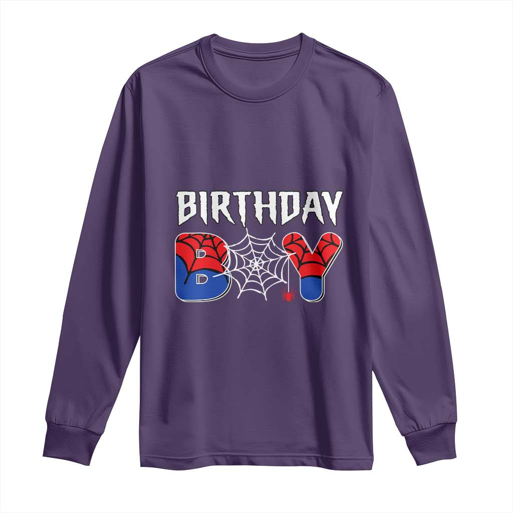 Spider Birthday Boy Long Sleeve Shirt Bday Spiders Party