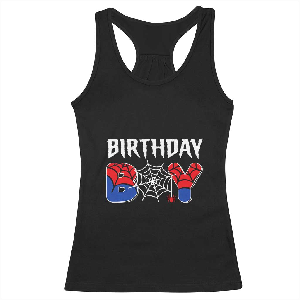 Spider Birthday Boy Racerback Tank Top Bday Spiders Party