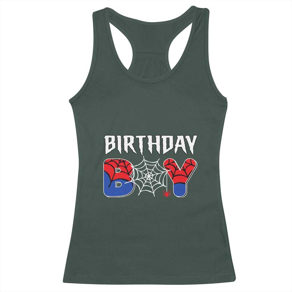 Spider Birthday Boy Racerback Tank Top Bday Spiders Party
