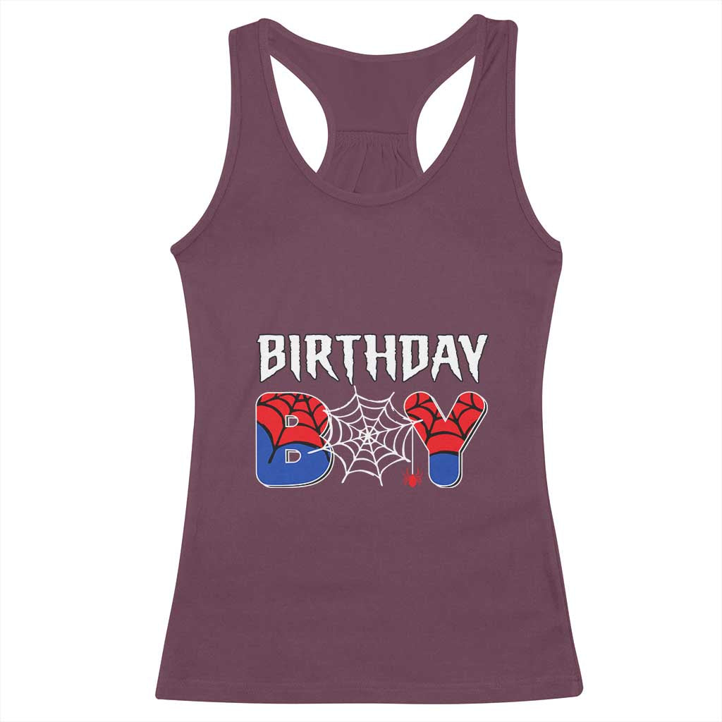 Spider Birthday Boy Racerback Tank Top Bday Spiders Party