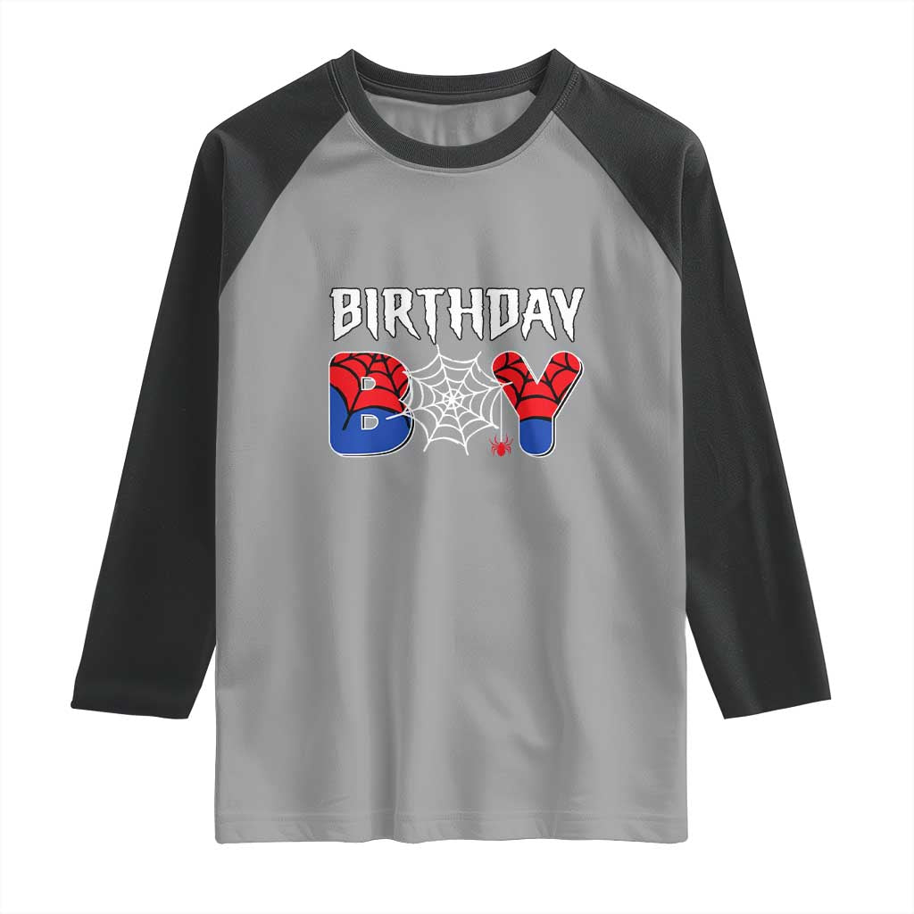 Spider Birthday Boy Raglan Shirt Bday Spiders Party