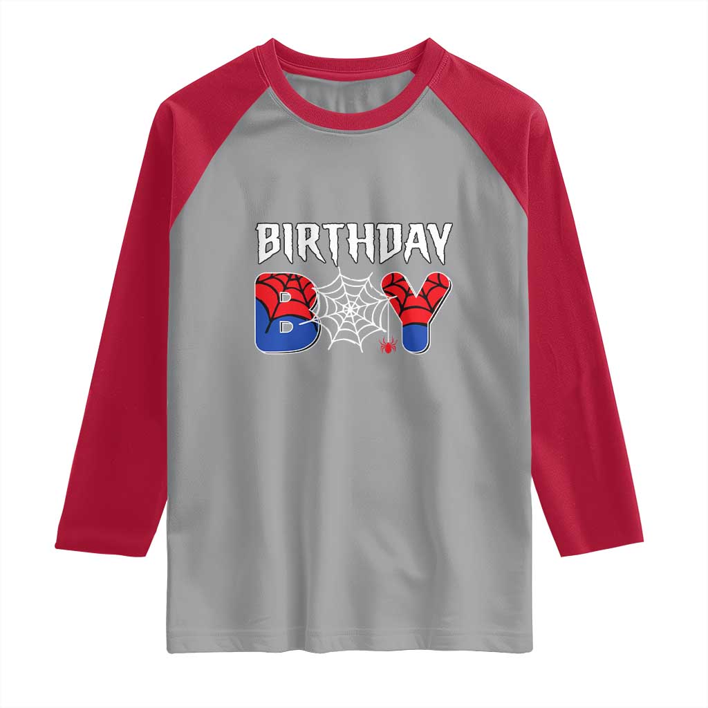 Spider Birthday Boy Raglan Shirt Bday Spiders Party