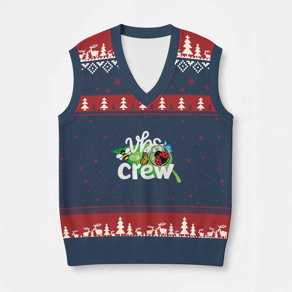 VBS Crew 2025 V-Neck Knit Sweater Vest Magnified Smallest Insects Adventure Vacation Bible School Squad - Wonder Print Shop