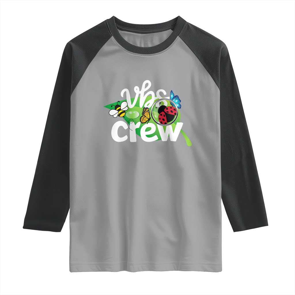 VBS Crew 2025 Raglan Shirt Magnified Smallest Insects Adventure Vacation Bible School Squad - Wonder Print Shop