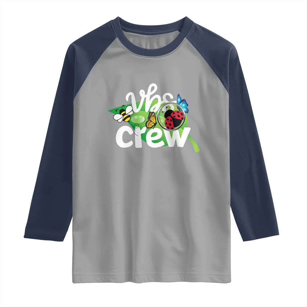 VBS Crew 2025 Raglan Shirt Magnified Smallest Insects Adventure Vacation Bible School Squad - Wonder Print Shop