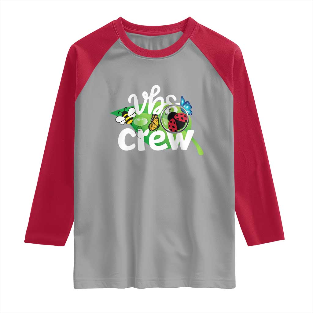 VBS Crew 2025 Raglan Shirt Magnified Smallest Insects Adventure Vacation Bible School Squad - Wonder Print Shop