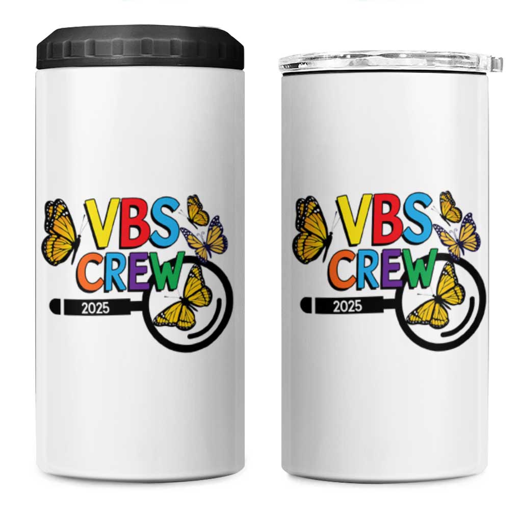 VBS 2025 4 in 1 Can Cooler Tumbler Magnified Vacation Bible School Butterfly VBS Team