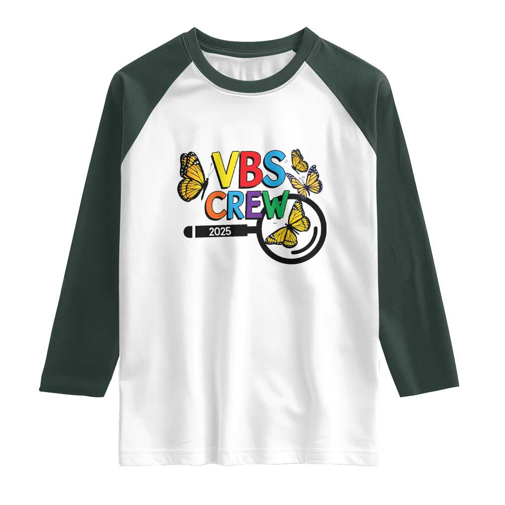 VBS 2025 Raglan Shirt Magnified Vacation Bible School Butterfly VBS Team